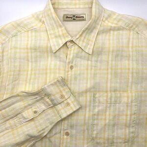 Tommy Bahama Men's Long Sleeve‎ Button Up Medium Linen Yellow Striped *READ*